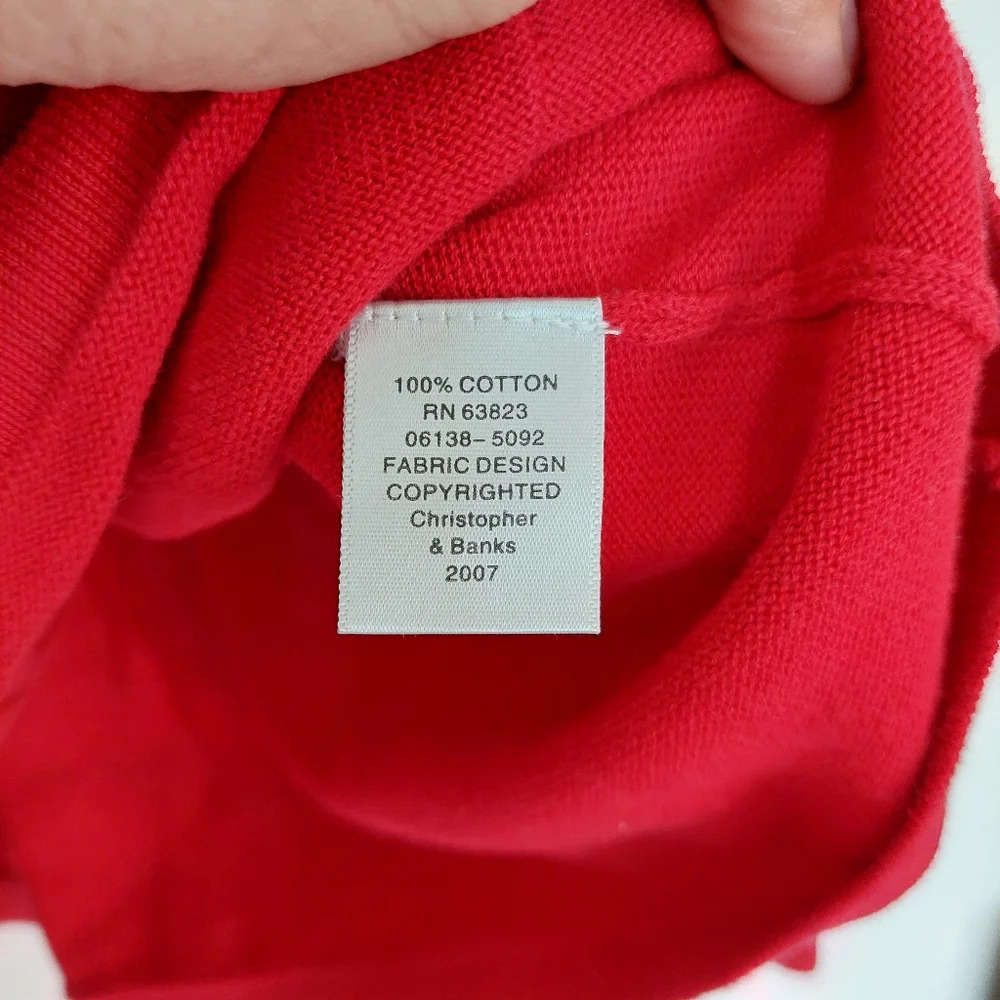 Christopher & Banks Red Dog Embroidered Cardigan Sweater Size Small - Picture 7 of 10